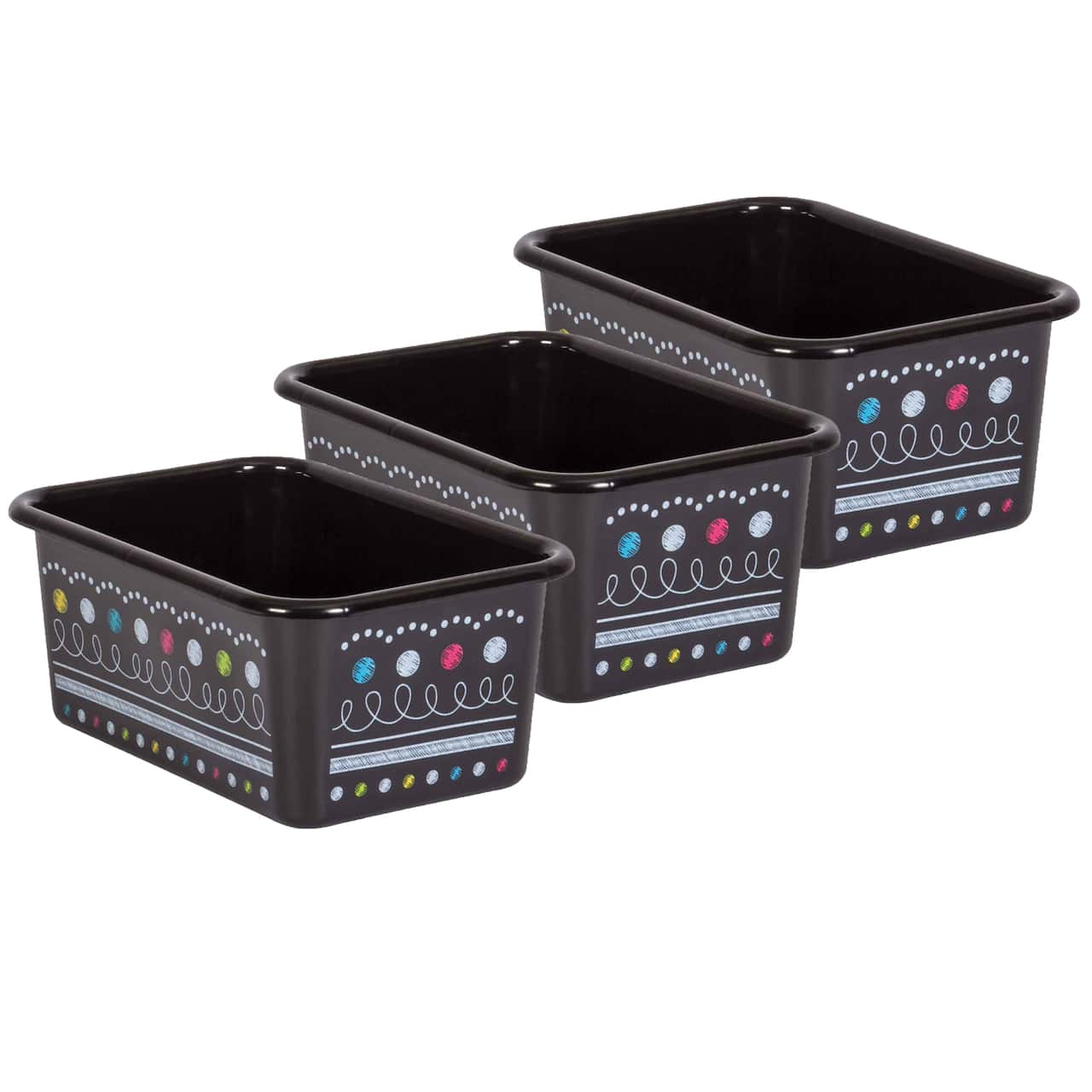 Teacher Created Resources® Chalkboard Brights Small Plastic Storage Bin, 3ct.